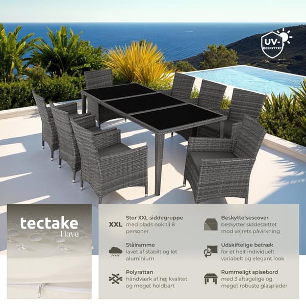 Polyrattan loungesæt Menorca - grå