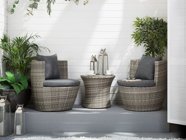 Havemøbelsæt Grå Rattan Aluminium Hærdetglas 48x54 cm Loungestole Stabelbar Nem Opbevaring Udendørs Hynder Moderne Terrasse Altan Inspiration