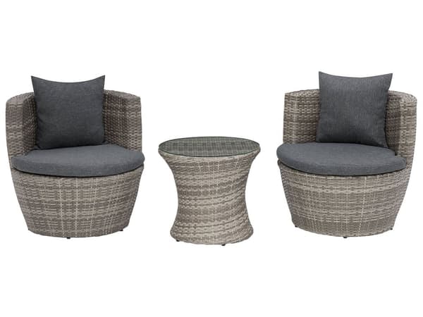 Havemøbelsæt Grå Rattan Aluminium Hærdetglas 48x54 cm Loungestole Stabelbar Nem Opbevaring Udendørs Hynder Moderne Terrasse Altan Inspiration