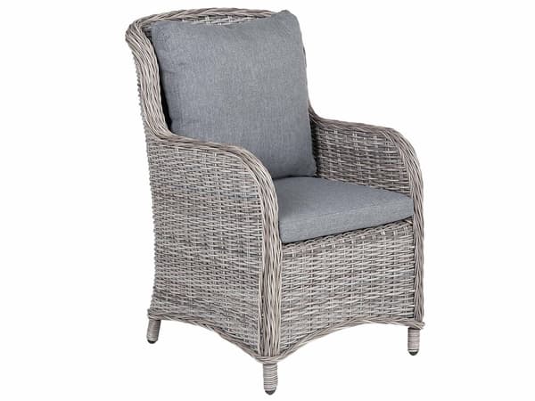 Have Spisestuesæt Grå PE Rattan 6 Personers Bord og 6 Stole med Grå Hynder Moderne Stil