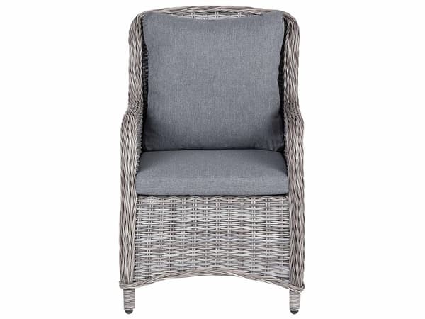 Have Spisestuesæt Grå PE Rattan 6 Personers Bord og 6 Stole med Grå Hynder Moderne Stil