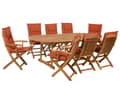 Miniatyrbillede 1 af 11: Havemøbelsæt Lyst Akacietræ 160/220 x 100 cm 8 Personers Udendørs Udtræksbord med Hul til Parasol Rustikt Design Klapstole Hynder Terrasse