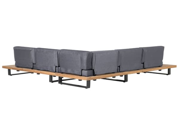 Hörnsoffa Trädgård Loungegrupp Grå Trä 5-sits med Soffbord