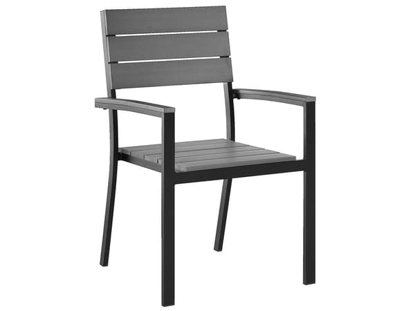 7 Delar Trädgårdsmöbelset Grå och Svart Aluminium 6 Stolar Väderbeständig
