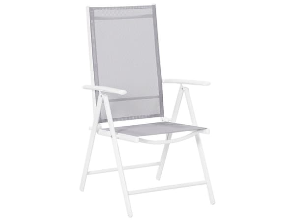 7 Delar Trädgårdsmöbelset Grå Matbord Aluminium med 6 Hopfällbara Stolar
