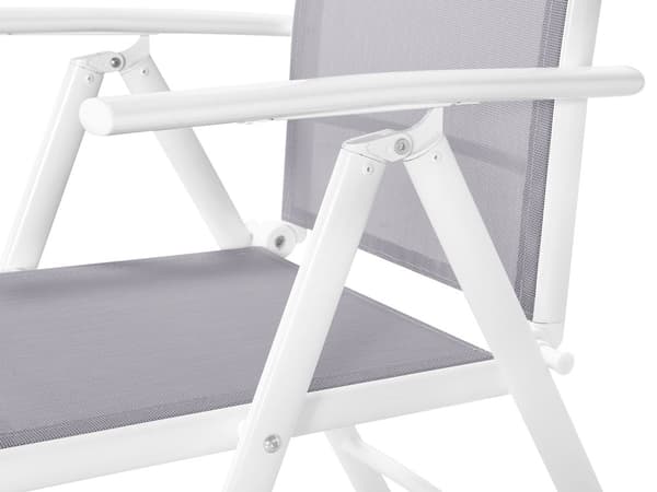 7 Delar Trädgårdsmöbelset Grå Matbord Aluminium med 6 Hopfällbara Stolar