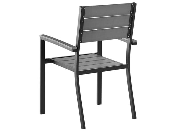 Havemøbelsæt Grå Sort Træplast Aluminium 90 x 90 Havebord med Stabelstole med Armlæn Vedligeholdelsesfri Havemøbler Nonwood Terrasse Have