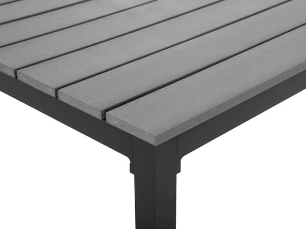 Havemøbelsæt Grå Sort Træplast Aluminium 90 x 90 Havebord med Stabelstole med Armlæn Vedligeholdelsesfri Havemøbler Nonwood Terrasse Have