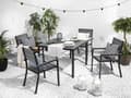Miniatyrbillede 2 af 11: Havemøbelsæt Grå Sort Træplast Aluminium 90 x 90 Havebord med Stabelstole med Armlæn Vedligeholdelsesfri Havemøbler Nonwood Terrasse Have