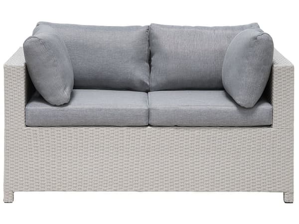 5 delt Havesofasæt Beige Grå Puder 4 Personers Lænestole Sofabord Udestue Gårdhave