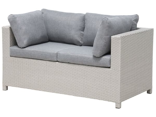 5 delt Havesofasæt Beige Grå Puder 4 Personers Lænestole Sofabord Udestue Gårdhave