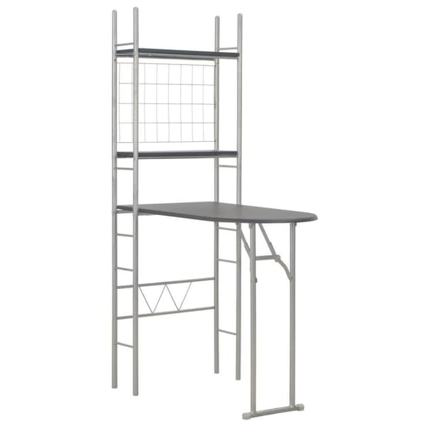 vidaXL foldbart spisebordssæt med hylde 3 dele MDF og stål sort