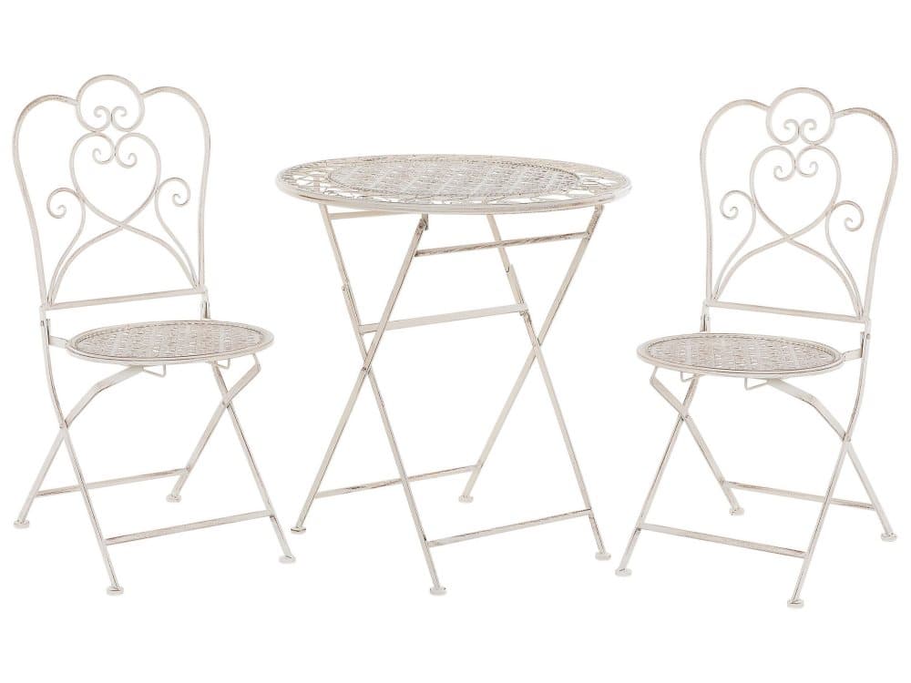 Balkongset av bord och 2 stolar beige TRIESTE