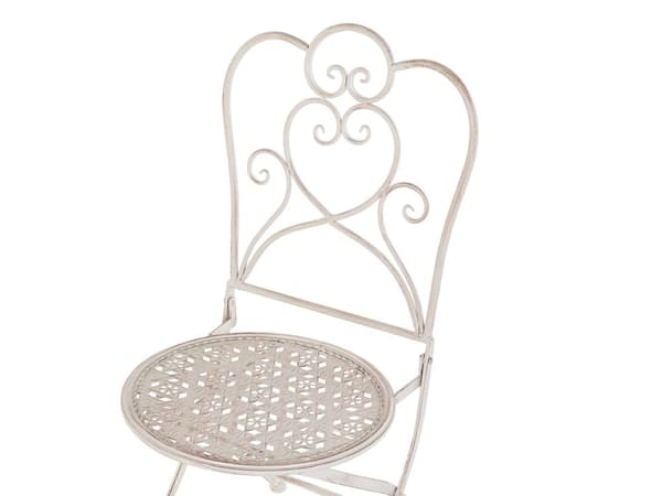Bistrosetti vaalea beige rauta kahdelle kokoontaitettava filigraanikuvio retro perinteinen tyyli