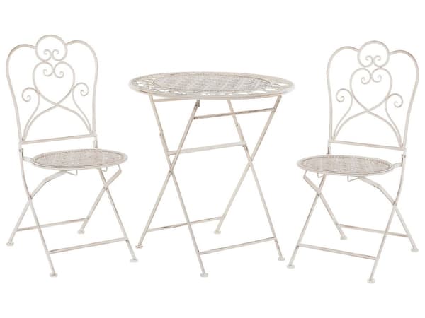 Bistrosetti vaalea beige rauta kahdelle kokoontaitettava filigraanikuvio retro perinteinen tyyli