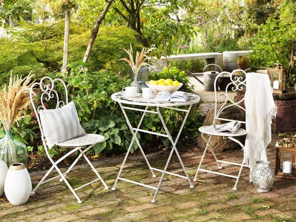 Trädgårdsbord Beige Stål Rund Elegant Modern Chic