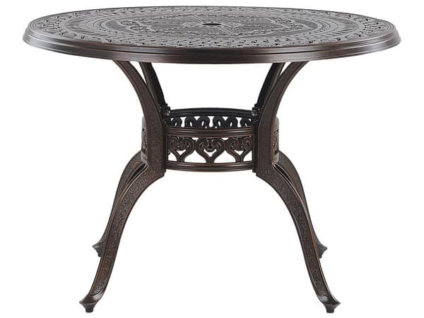 Trädgårdsmöbelset Brun Aluminium Bord Utomhus 4 Stolar Sittdynor Retro Stil