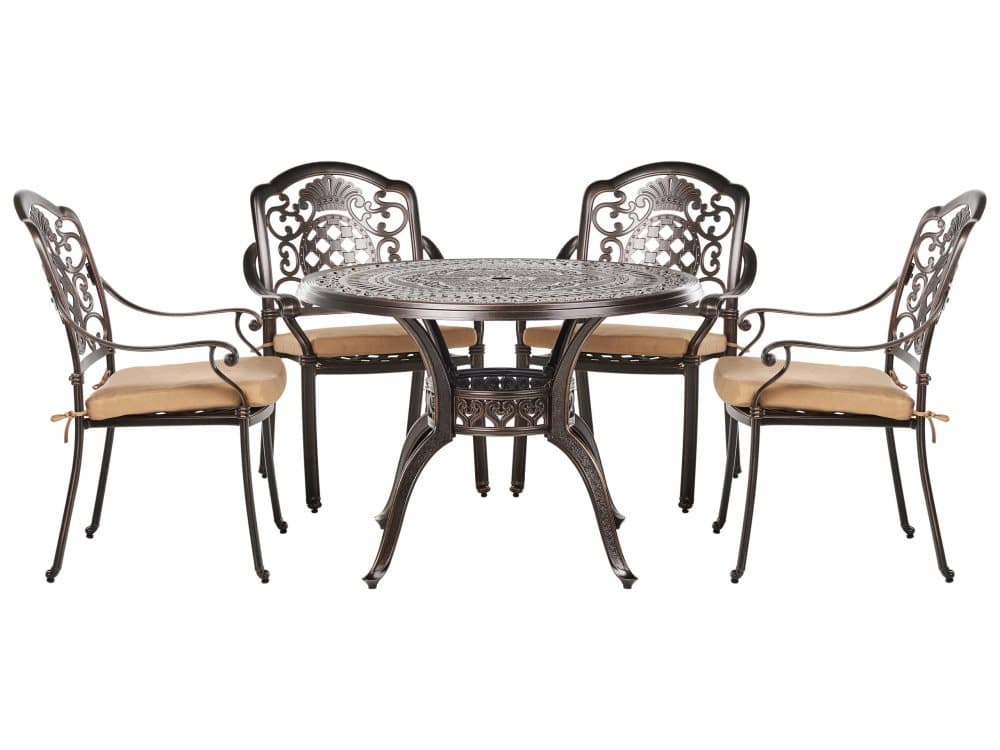 Trädgårdsmöbelset av bord och 4 stolar brun SALENTO