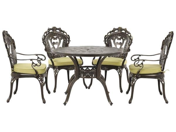 Trädgårdsmöbelset Brun Aluminium Utomhus Rund Bord 4 Stolar Vintage