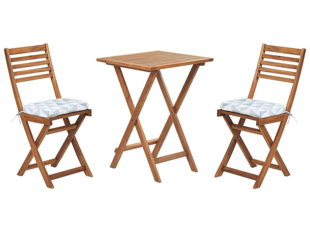 Balkongset av bord och 2 stolar med dynor brun/blå FIJI