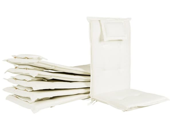 Set med 6 Trädgårdsstolsdynor Off-White Polyester Sits Ryggstödsdyna Modern design utomhusdyna
