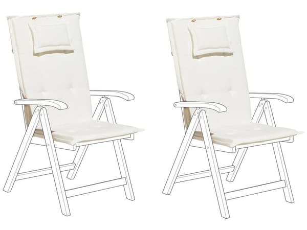Set med 2 Trädgårdsstolsdynor Off-White Polyester Sits Ryggstödsdyna Modern design utomhusdyna