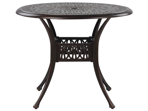 Utomhus Trädgårdsmatbord i Brun Färg av Aluminium Rund ø 90 cm i Vintage Stil