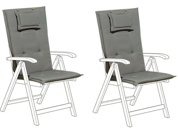 Set med 2 Trädgårdsstolsdynor Grafitgrå Polyester Sits Ryggstödsdyna Modern design utomhusdyna