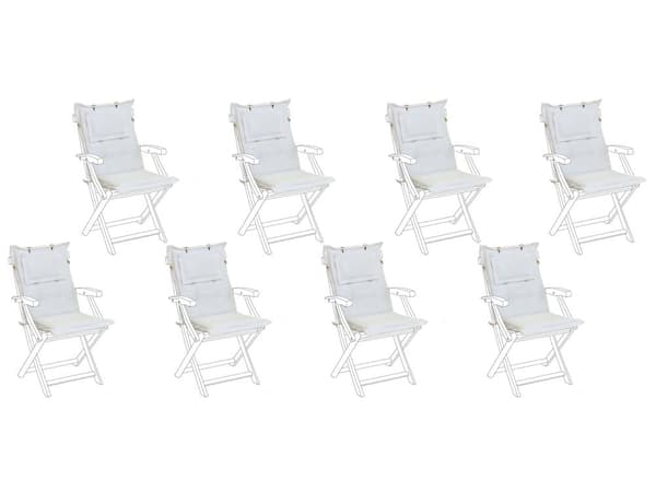 Sittdynor i Set av 8 Krämvit tyg UV beständig Tjock Vadderade Kuddar