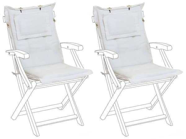 Sittdynor i Set av 2 Krämvit tyg UV beständig Tjock Vadderade Kuddar