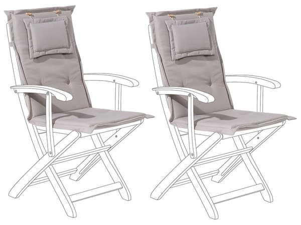 Sittdynor i Set av 2 Gråbeige tyg UV beständig Tjock Vadderade Kuddar
