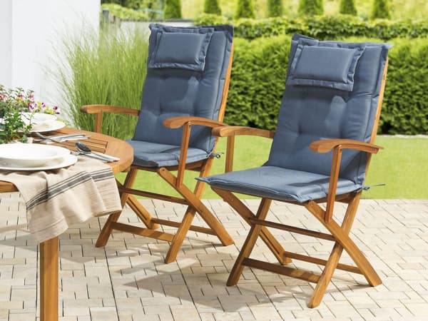 Sittdynor i Set av 2 Blå tyg UV beständig Tjock Vadderade Kuddar