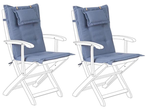 Sittdynor i Set av 2 Blå tyg UV beständig Tjock Vadderade Kuddar