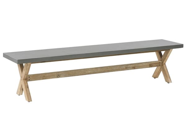 Udendørs Spisebordssæt Grå Fibercement Lys Akacietræ 8 Personer Bord 2 Bænke Moderne Design
