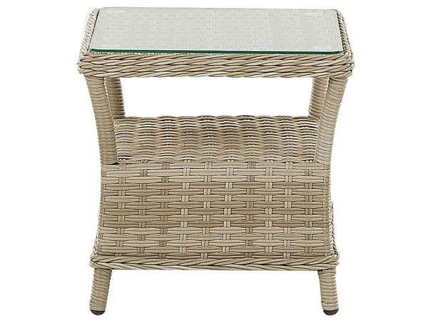 Ulkotuoliryhmä beige kahdelle polyrottinki säädettävä selkänoja ruskeanharmaat pehmusteet boho