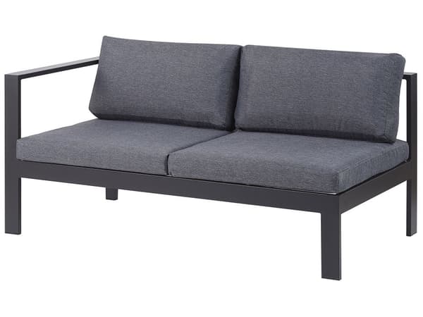 Trädgård Loungegrupp Svart Aluminium Ram med Grå Kuddar 5-sits Soffbord och Sidobord
