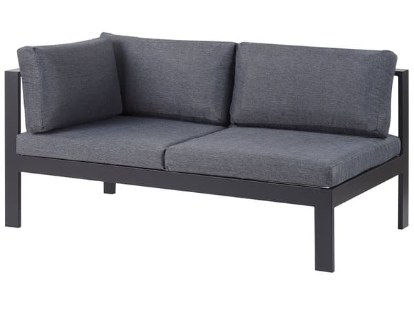 Trädgård Loungegrupp Svart Aluminium Ram med Grå Kuddar 5-sits Soffbord och Sidobord