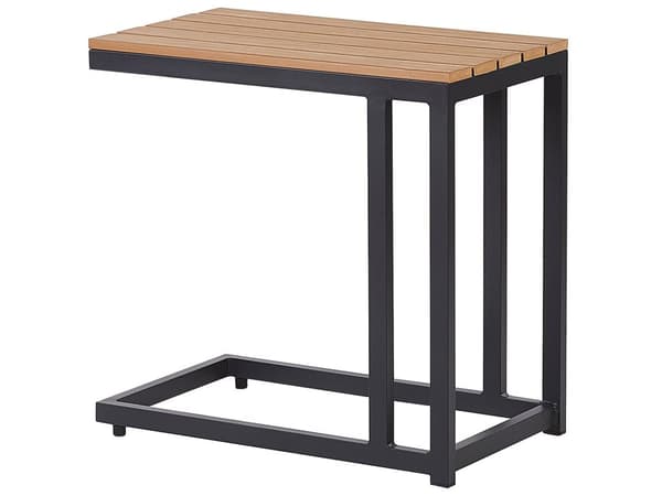Trädgård Loungegrupp Svart Aluminium Ram med Grå Kuddar 5-sits Soffbord och Sidobord