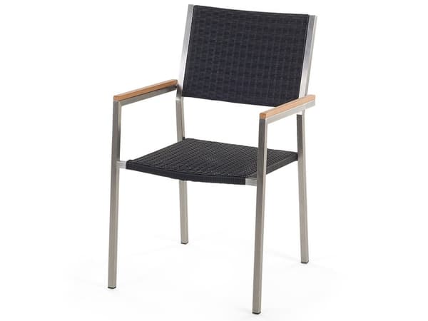 Have Spisebordssæt Lys Eukalyptustræ Top Stålstel 220 x 100 cm med 8 Sorte Stole
