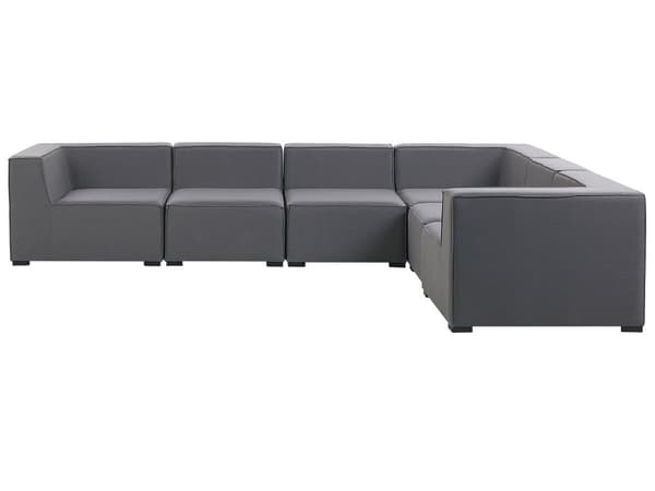 Ulkokulmasohva ja rahi harmaa 320 x 250 x 65 cm polyesteri alumiini 7 hengelle vasen rahi UV-kestävä