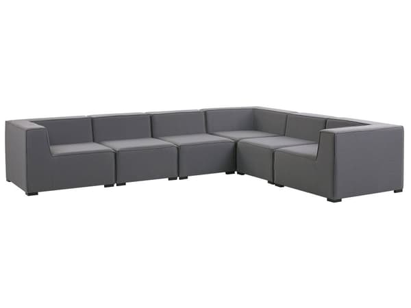 Ulkokulmasohva ja rahi harmaa 320 x 250 x 65 cm polyesteri alumiini 7 hengelle vasen rahi UV-kestävä
