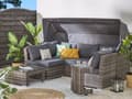 Miniatyrbillede 4 af 11: Loungesæt Grå Mørkebrun PE Rattan 6 Personers Havemøbler Sofa Justerbare Modulær Sæder Baldakin og Moderne Design Terrasse Have Indretning