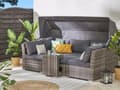 Miniatyrbillede 5 af 11: Loungesæt Grå Mørkebrun PE Rattan 6 Personers Havemøbler Sofa Justerbare Modulær Sæder Baldakin og Moderne Design Terrasse Have Indretning