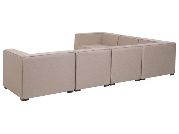 Loungegrupp Inomhus Hörnsoffa Beige Tyg 7-sits med Ottoman Vänster Trädgård