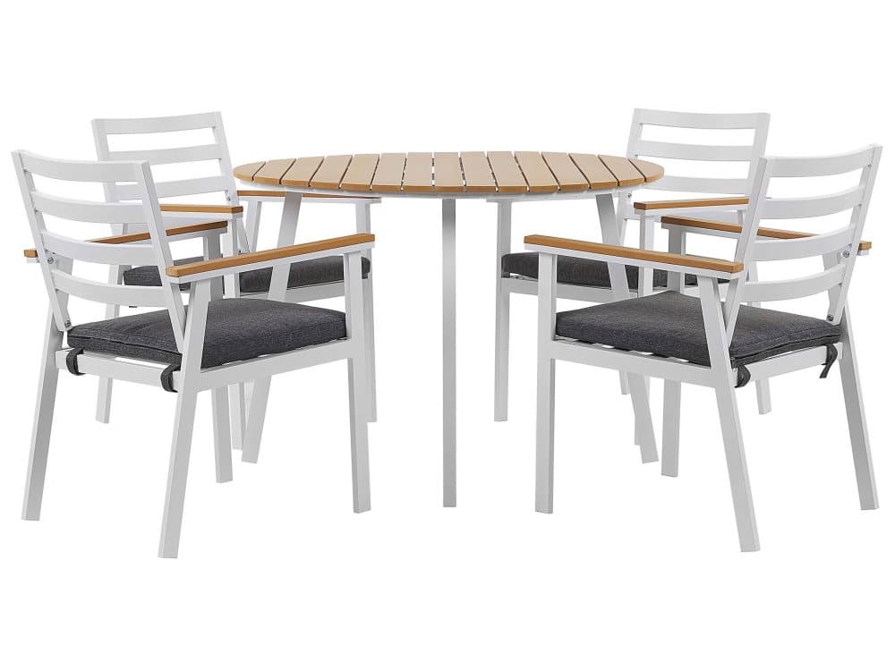 Trädgårdsmöbelset av bord och 4 stolar vit CAVOLI