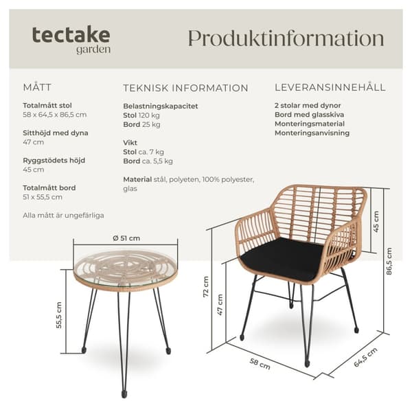 Caféset i konstrotting Molfetta 2+1 - natur