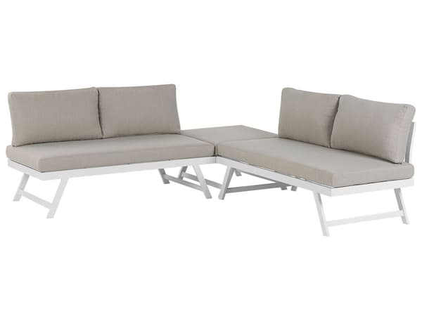 5-sits Trädgård Loungegrupp Kuddar Vit Ram Justerbara Sittplatser Soffbord Modern Design