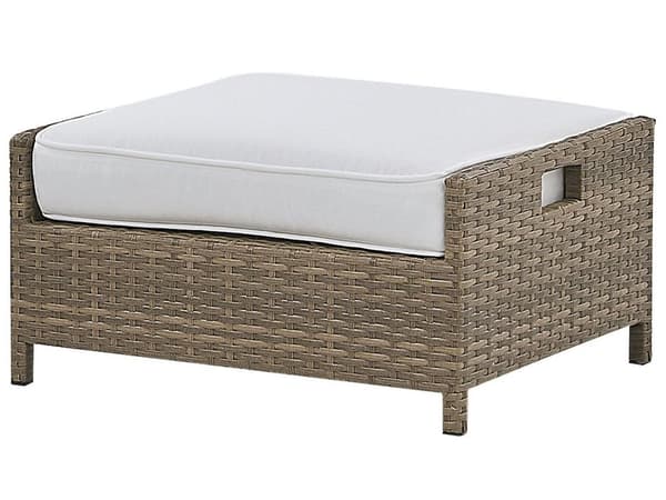 Udendørs sofasæt Brun/Hvid Imiteret Rattan 3 Personers Sofa med Sofabord og 2 Osmanner med Hynder til en Plads Kapacitet op til 5 Siddepladser