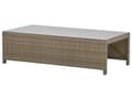 Miniatyrbillede 9 af 11: Udendørs sofasæt Brun Imiteret Rattan 3 Personers Sofa med Sofabord og 2 Osmanner med Hynder til en Plads Kapacitet op til 5 Siddepladser