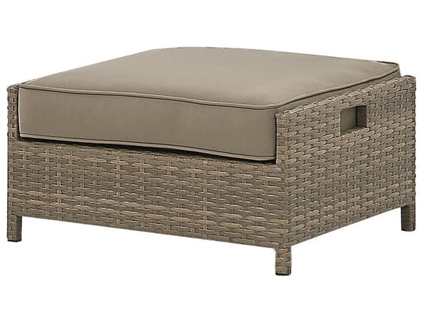 Udendørs sofasæt Brun Imiteret Rattan 3 Personers Sofa med Sofabord og 2 Osmanner med Hynder til en Plads Kapacitet op til 5 Siddepladser